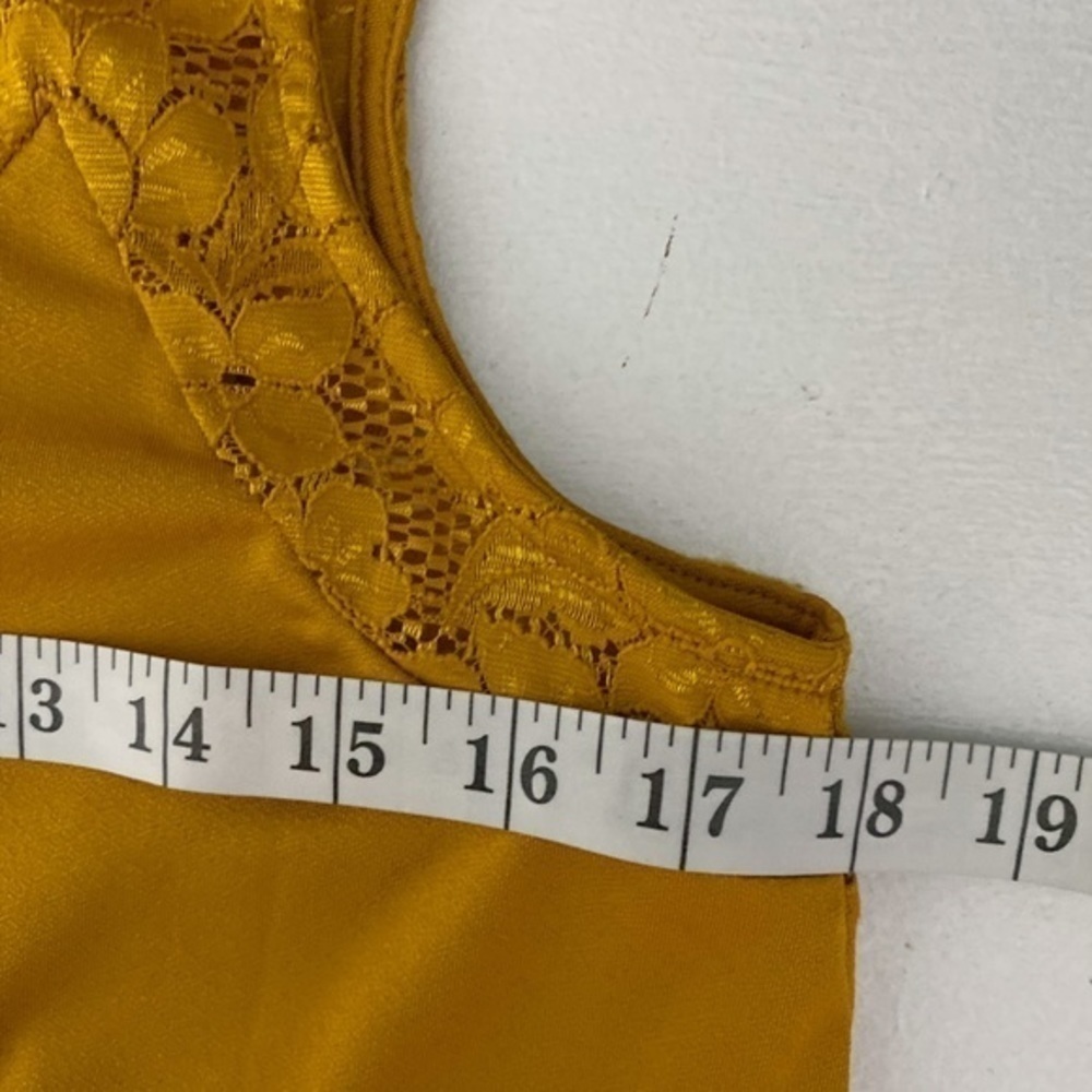 Daytrip Gold Silky Tank‎ Top with Lace Detailing at Neckline - Picture 6 of 6